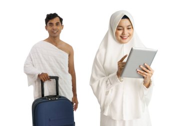 Güzel Müslüman çift hac ve umrah