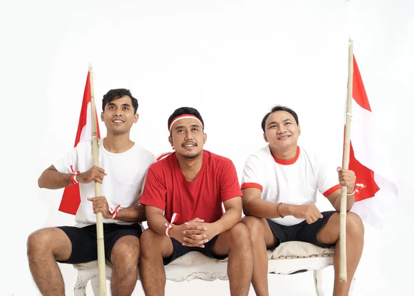En indonesisk tilhenger som feirer indonesisk seier – stockfoto