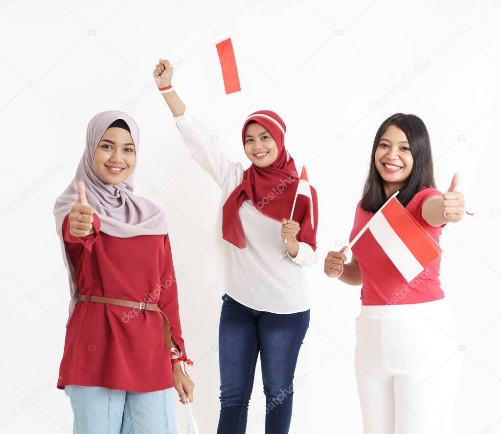 indonesian independence day showing thumb up