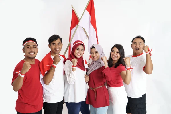 Amigo emocionado en la celebración del día de la independencia de Indonesia —  Fotos de Stock