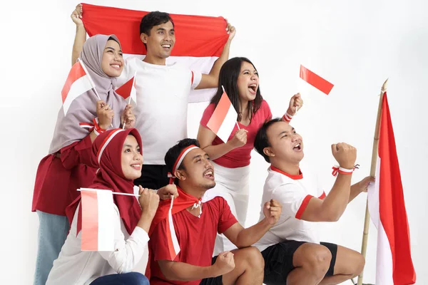 Pendukung indonesia merayakan kemenangan indonesia — Stok Foto