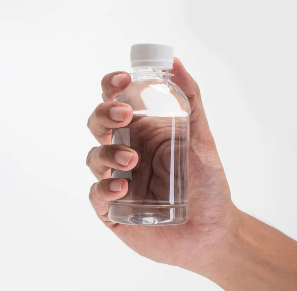 Prodotto liquido sulla bottiglia del contenitore di plastica bianca — Foto Stock
