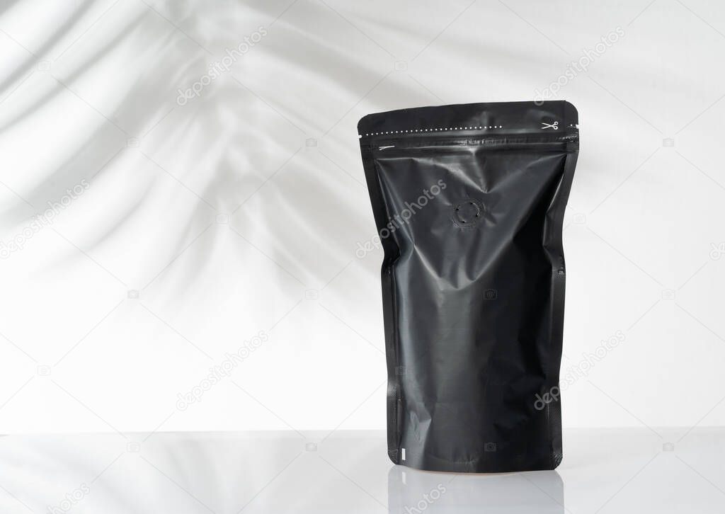 blank black standing pouch container