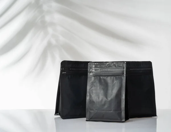 Blank black standing pouch container — Stock Photo, Image