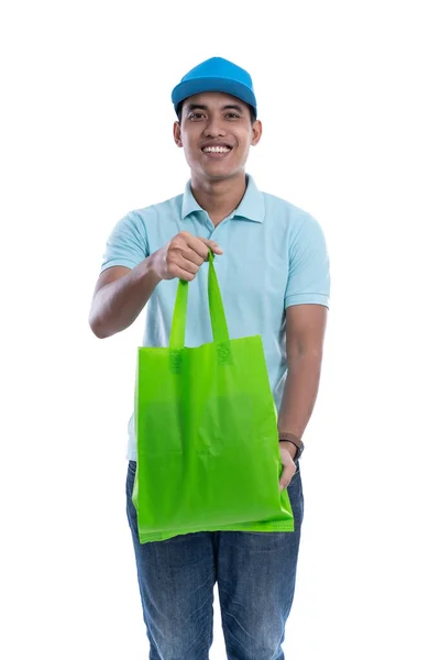 Online koerier met boodschappen — Stockfoto