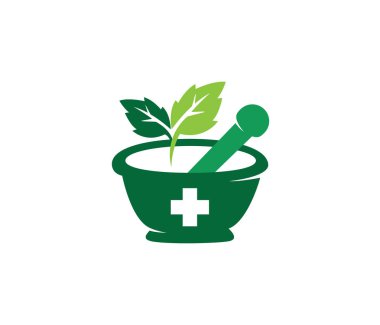 Bitkisel eczane tıbbi tedavi tıp kliniği vektör logo tasarım şablonu