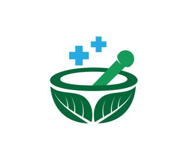 Bitkisel eczane tıbbi tedavi tıp kliniği vektör logo tasarım şablonu