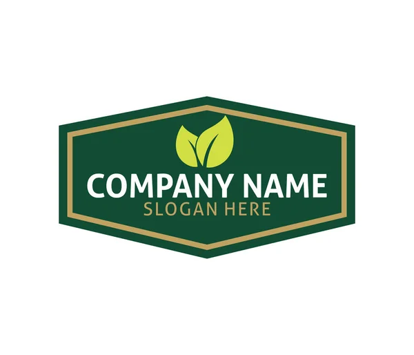 Etikett Blatt Natürliche Grüne Lebensmittel Vektor Logo Design Vorlage — Stockvektor