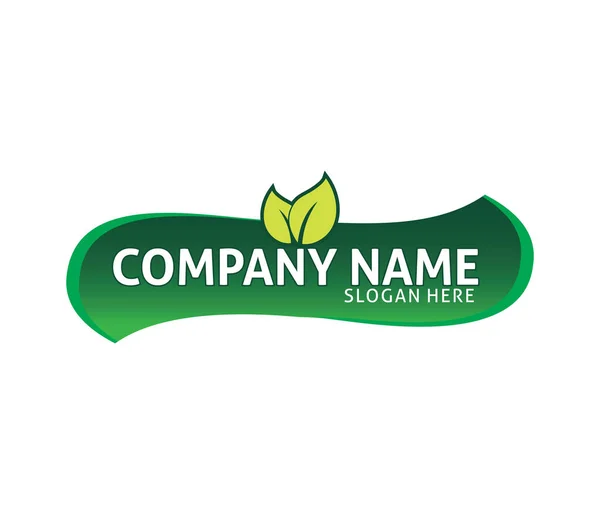 Blad Groen Natuurvoeding Vector Logo Ontwerp Labelsjabloon — Stockvector