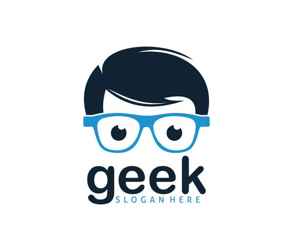 Cool Geek Kille Nörd Vektor Logo Designmall — Stock vektor