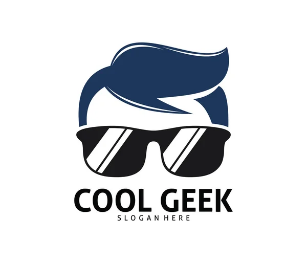 Geek Legal Cara Nerd Vetor Logotipo Modelo Design — Vetor de Stock