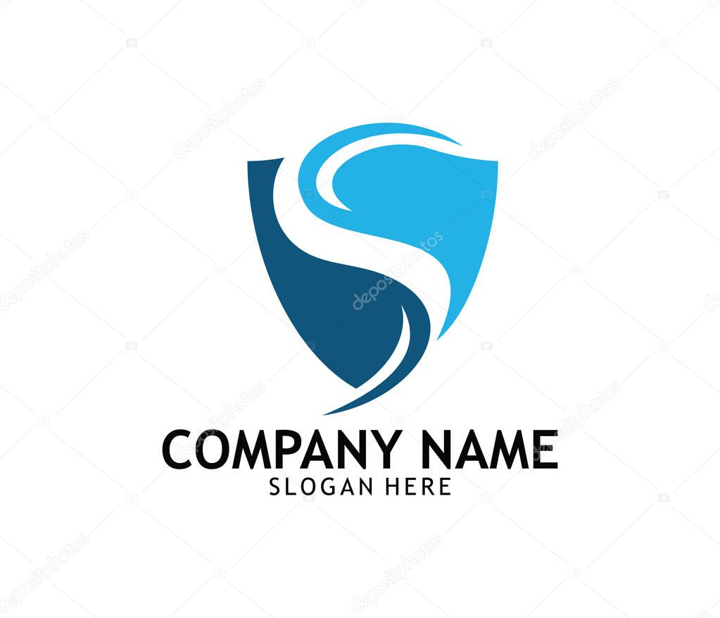 Letter s security guard shield online technology vector logo design template