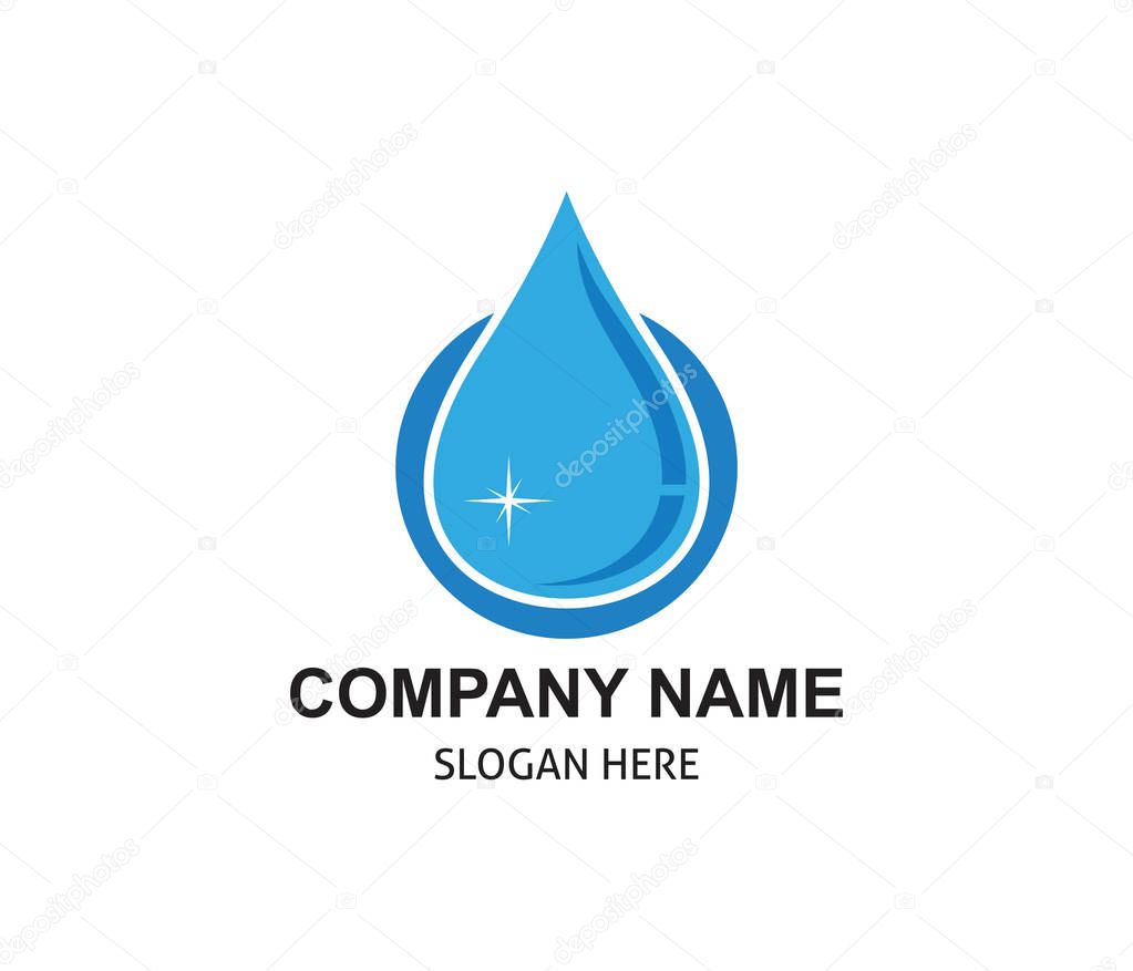 Laundry and clean water source processing vector logo design template