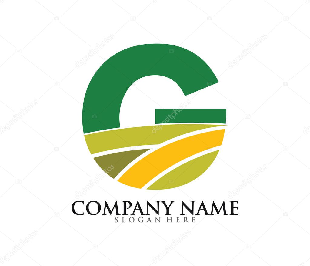 Letter g agriculture land farm field vector logo design template