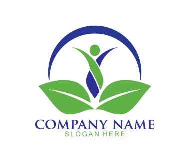 Doğa bitkisel ilaç sağlıklı insanlar sağlık vektör logo tasarım şablonu
