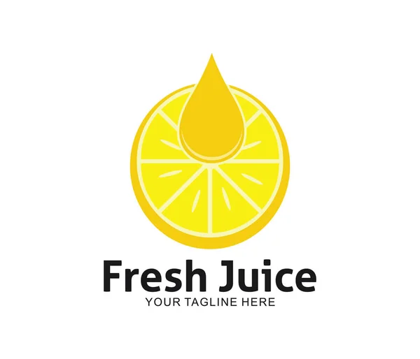 Vers Sap Drinken Limonade Vector Logo Ontwerpsjabloon — Stockvector