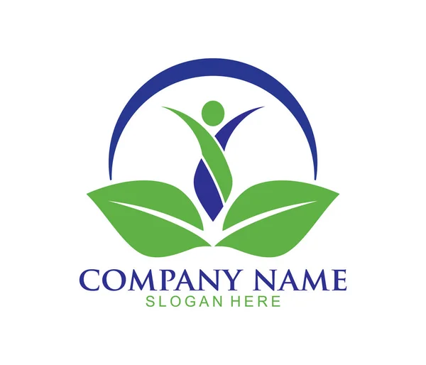 Natureza Ervas Medicina Pessoas Saudáveis Bem Estar Vetor Logotipo Design —  Vetores de Stock