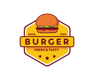 Restoran veya sokak gıda Cafe simgesi logo tasarım şablonunun Burger vektör