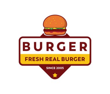 Restoran veya sokak gıda Cafe simgesi logo tasarım şablonunun Burger vektör