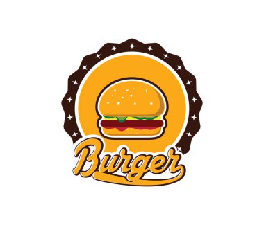Restoran veya sokak gıda Cafe simgesi logo tasarım şablonunun Burger vektör