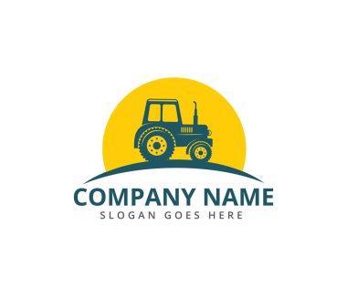 traktör tarım çiftlik alanı araç vektör simge logo tasarım şablonu