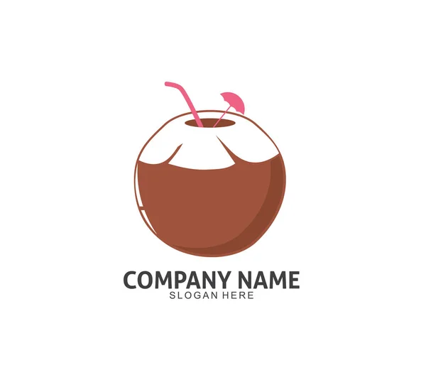 椰子饮料饮料矢量图标徽标设计模板 — 图库矢量图片