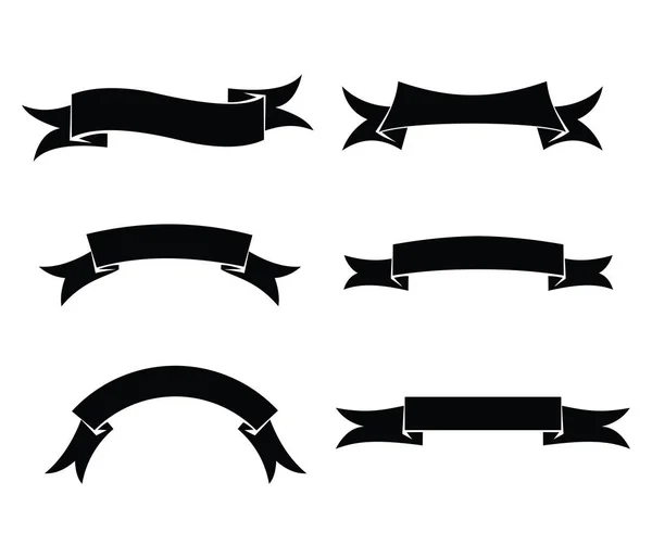 Black Blank Ribbon Banner Set Vector Design Template — Stock Vector