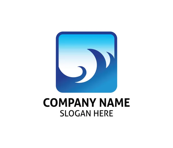 Ontwerpsjabloon Blauwe Oceaan Golf Vector Logo Pictogram — Stockvector