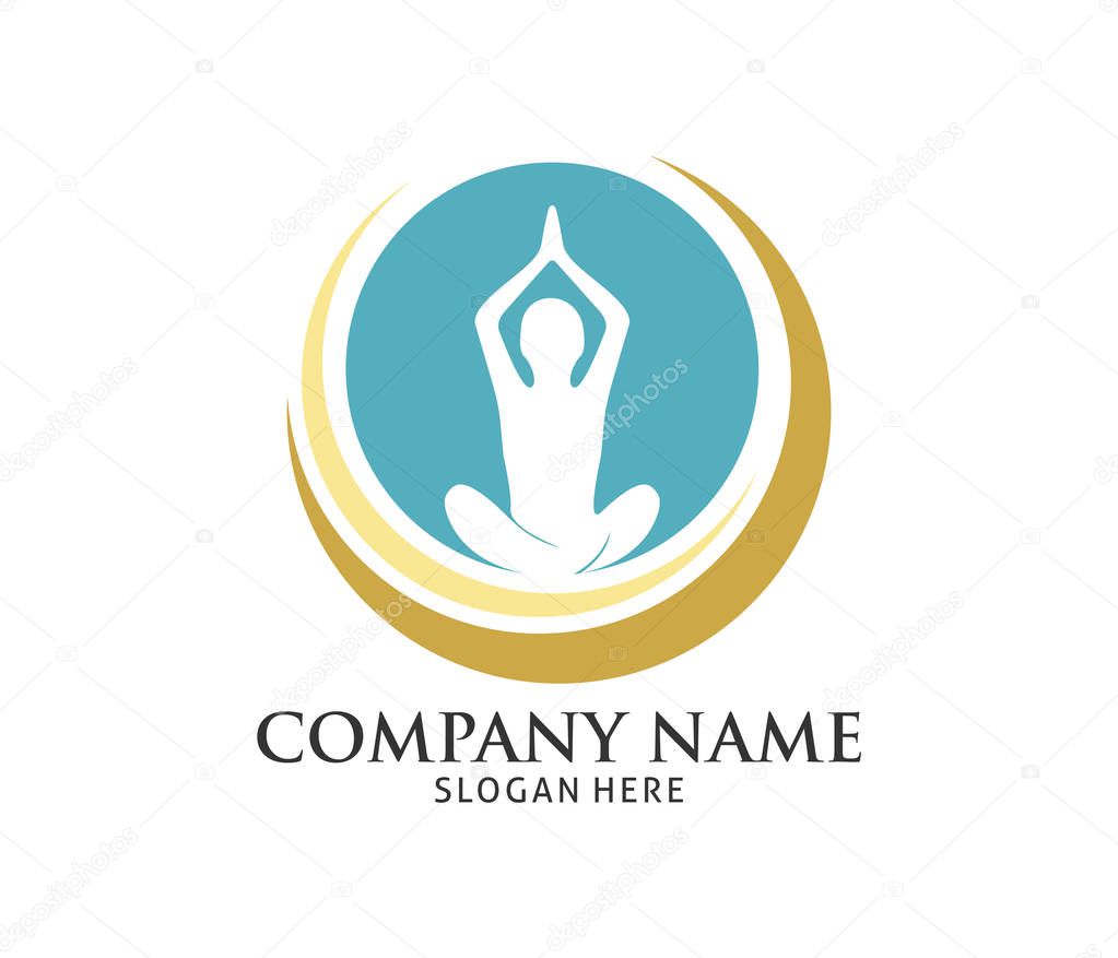 Yoga sport icon vector logo design template