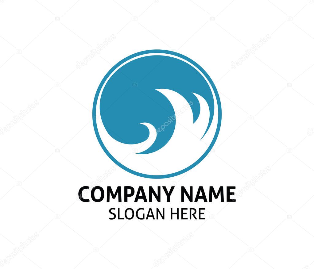 Blue ocean wave vector logo icon design template