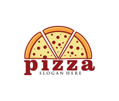 Pizza vektör simge logo tasarımı için restoran ve Cafe bistro