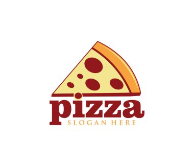 Pizza vektör simge logo tasarımı için restoran ve Cafe bistro