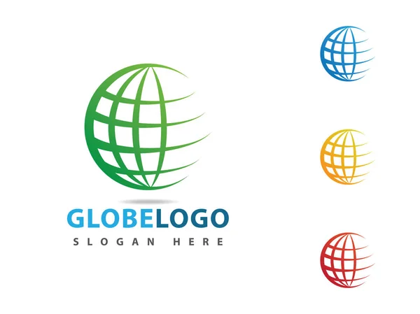 Globe Sphère Dynamique Logo Icône Vectoriel Modèle Conception — Image vectorielle