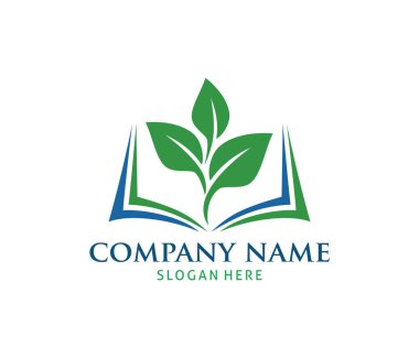 doğal otlar kitap vektör simge logo tasarım şablonu