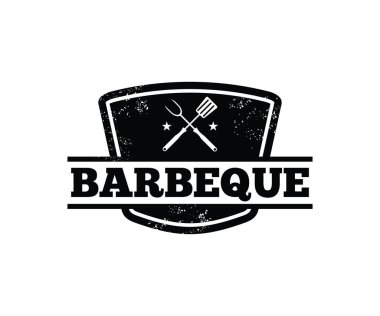 Barbekü barbekü vektör simge amblem logo tasarım şablonu