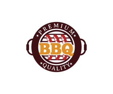 Barbekü barbekü vektör simge amblem logo tasarım şablonu