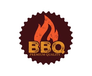 Barbekü barbekü vektör simge amblem logo tasarım şablonu