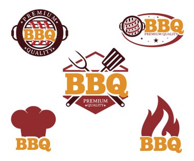 Barbekü barbekü vektör simge amblem logo tasarım şablonu