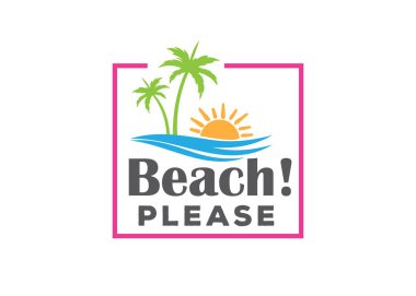 Plaj lütfen yaz tema alıntı vektör logo tasarımı