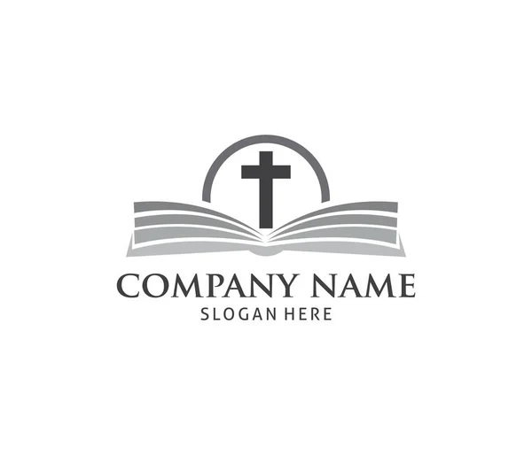 Templat Desain Logo Ikon Vektor Buku Suci Christian - Stok Vektor