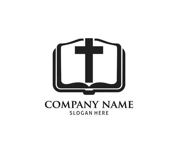 Templat Desain Logo Ikon Vektor Buku Suci Christian - Stok Vektor