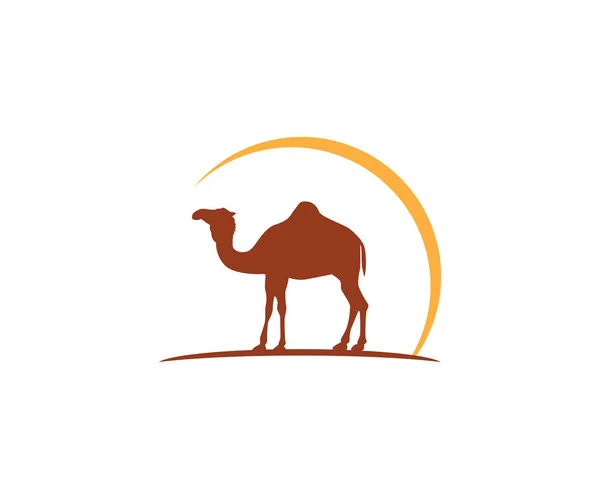 Camel Och Solen Vektor Ikonen Logotyp Designmall — Stock vektor