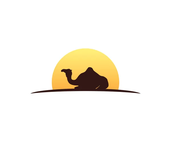 Καμήλα Και Ήλιος Διάνυσμα Εικονίδιο Λογότυπο Πρότυπο Σχεδίασης — Διανυσματικό Αρχείο