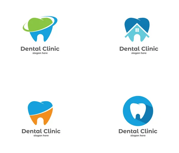 Dental Odontologia Vetor Ícone Símbolo Logotipo Design Modelo — Vetor de Stock