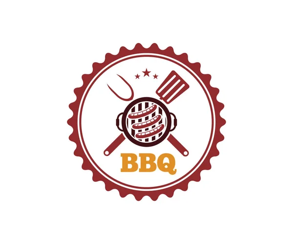Bbq Grill Vektor Symbol Emblem Logo Design Vorlage — Stockvektor