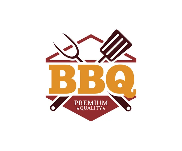 Bbq Grill Vektor Symbol Emblem Logo Design Vorlage — Stockvektor