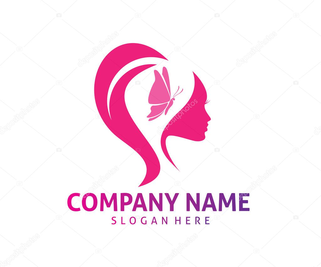 Butterfly women beauty vector icon logo design