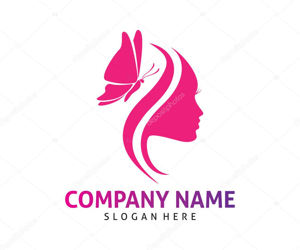Butterfly women beauty vector icon logo design template