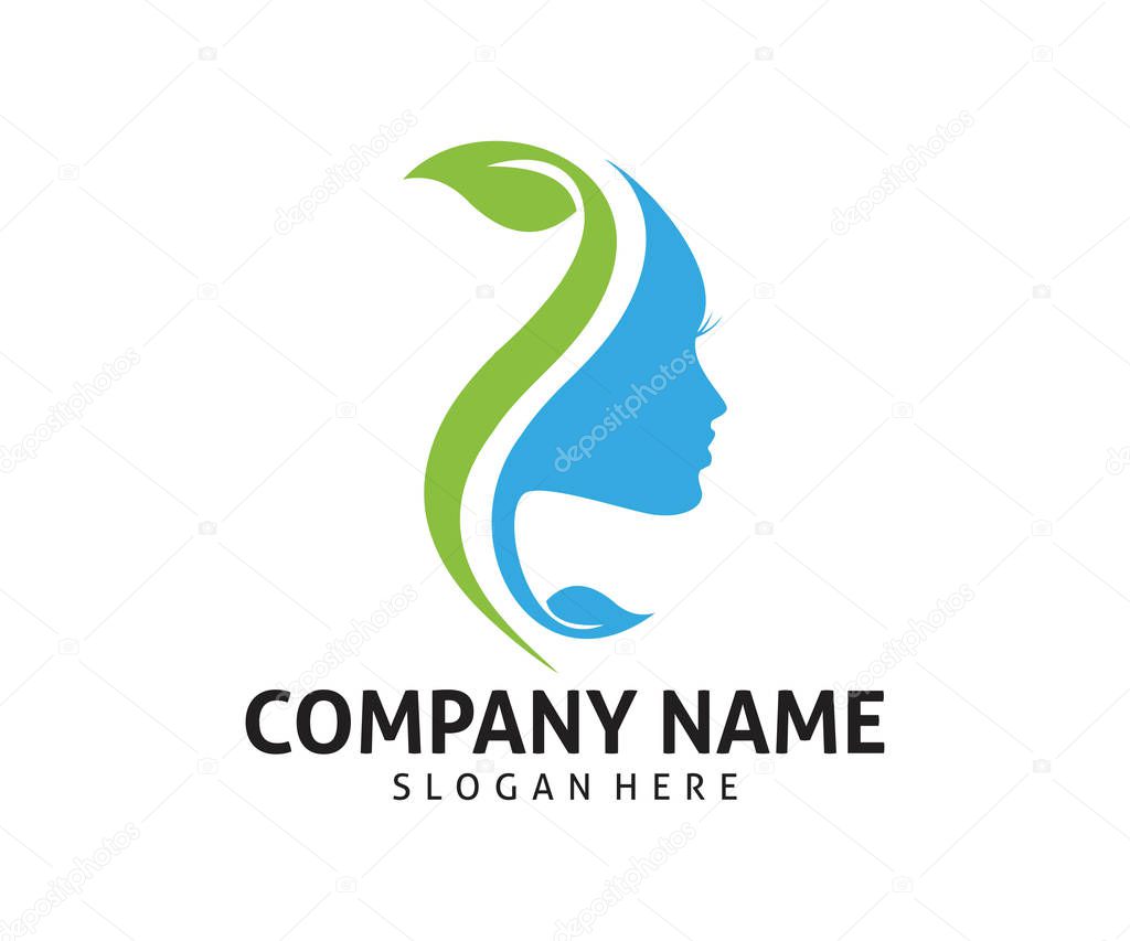 Women beauty healthy natural treatment care vector icon logo design template