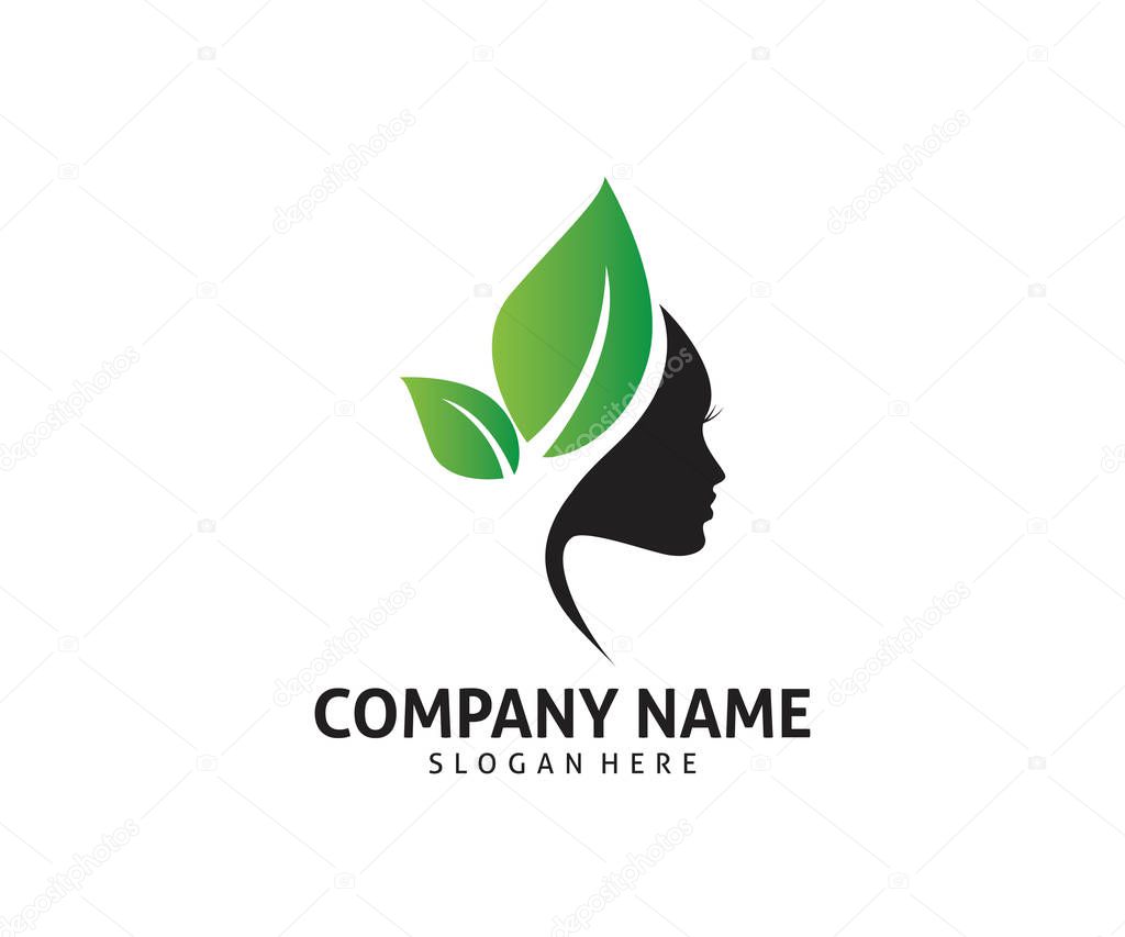 women beauty healthy natural treatment care vector icon logo design template